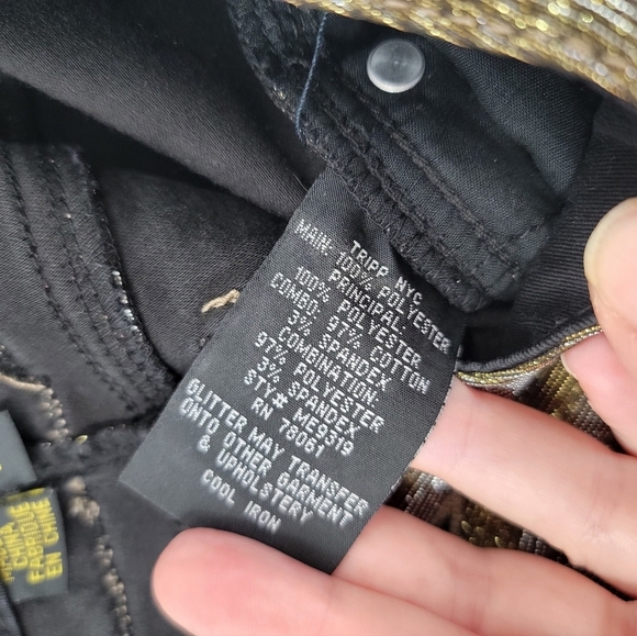 Tripp NYC Shine On Metallic Pants Size 28 Gold Bronze Silver Halographic Flawed - Picture 10 of 16